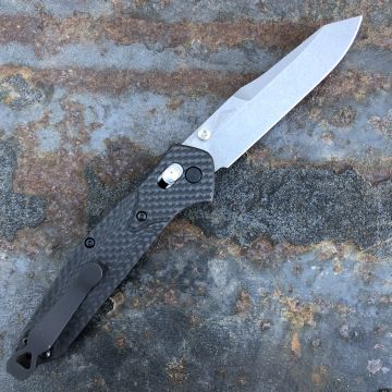 Benchmade Osborne Carbon Fiber Scales 3.4" Stonewashed S90V Blade Folding Knife